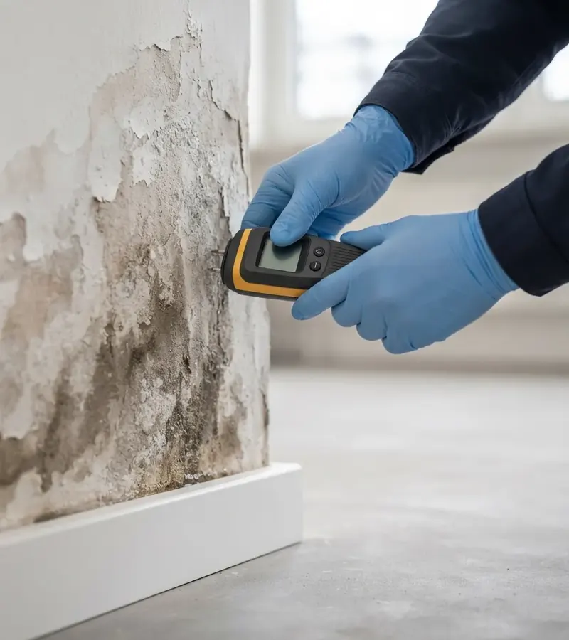 Muro con umidità di risalita e distacco dell'intonaco a Firenze